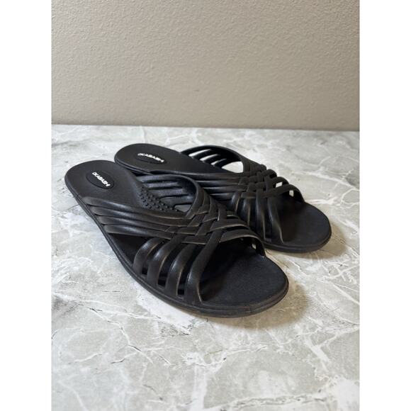 Okabashi Women's Venice Slide Sandal Size M L 8 9 Black Rubber Jelly Flip Flop‎ - Picture 2 of 8